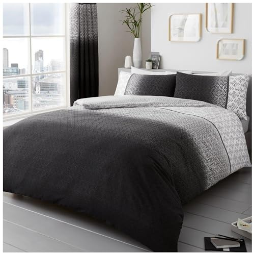 GAVENO CAVAILIA Ombre Bedding Set, Printed Duvet Cover Grey Washable Quilt Covers, Single 727057