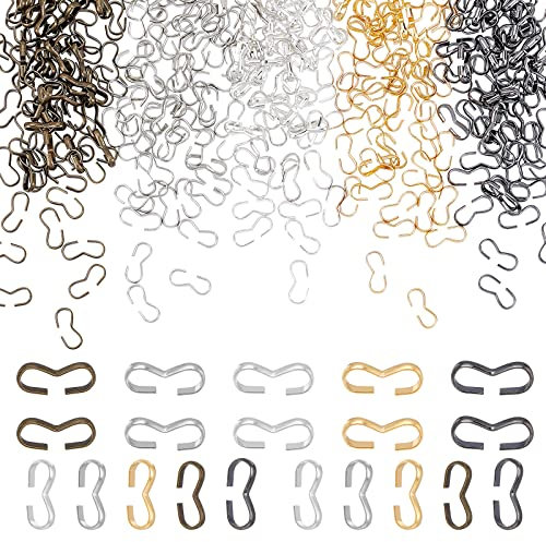 PandaHall 500Pcs Connettori di Collegamento Rapido In Ferro, 5 colori Numero 3 fermagli A Forma di Catena con Nodo di Fascino per Braccialetti, Accessori per La Riparazione di Gioielli, 14 mm