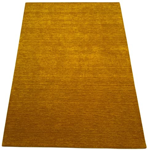 WAWA TEPPICH Handgewebter Wollteppich Gold 170 x 240 cm | Wollteppich aus indischer Handarbeit, sorgfältig von Hand gefertigt