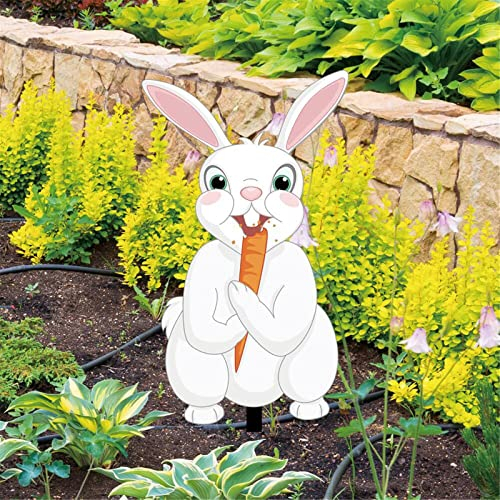 Dantazz Osterdeko Kaninchen Deko Weiß 32cm Acryl Outdoor Osterhasen Tierfigure Garten Höf Rasen