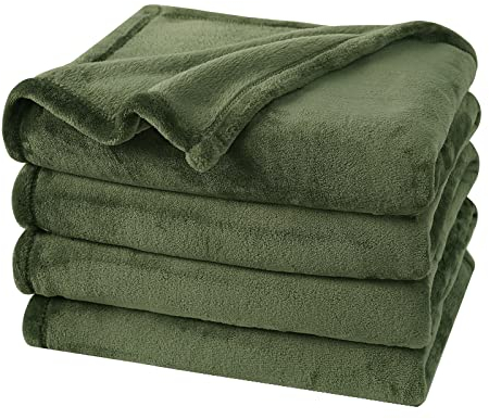 PHF Kuscheldecke Flauschig Fleecedecke 150x200cm - Oeko-Tex Weich Warm Wohndecke, Decke Blanket für Couch Sofa Bett, Tagesdecken & Kuscheldecken, Sofa überwurfdecke, Olivgrün