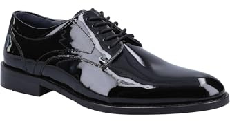 Hush Puppies Herren Lace Up Patent Damien Schnürschuh aus Lackleder, Schwarz, 41 EU
