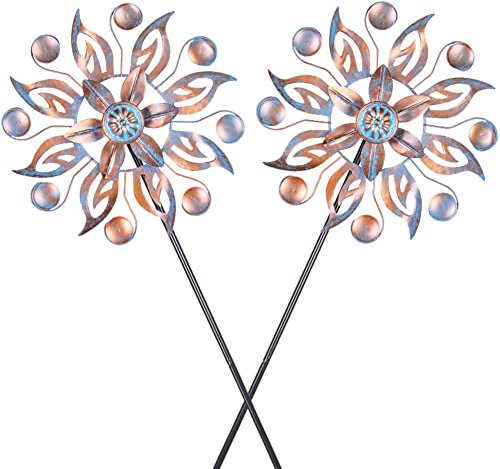 VEWOGARDEN 2 x Metall-Windspiele, wasserdichte Windskulpturen und Spinner, kleine Gartenkunst, Outdoor-Windspiel, kinetische Windspiele für Hof und Rasen