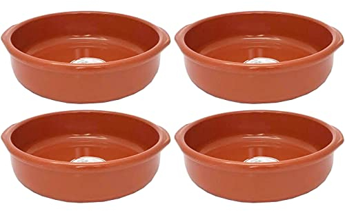 Acan Tradineur - Pack de 4 Cazuelas Redonda de Barro - Apta para vitro y Horno - Ideal para guisos y asados caseros - Ø 30 cm