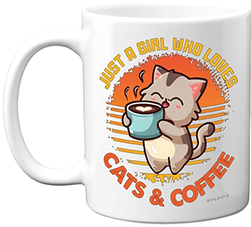 Funny Gifts for Women - Cats & Coffee Fun Birthday Mug Present from Husband Boyfriend Partner Friend, Birthday Mug Gifts, Christmas Day 11oz Ceramic Dishwasher Safe Coffee Cup