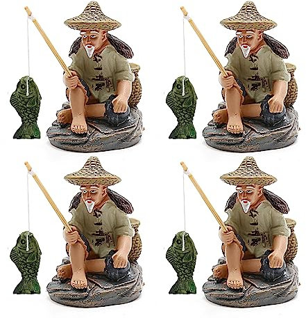 Mini-Fischer-Figur, Aquarium, Mini-Fischer-Statue, asiatische Zen-Dekoration, Miniatur-Harz-Fischer Bonsai-Figur für Gartendekoration, Sandtisch, 4 Stück