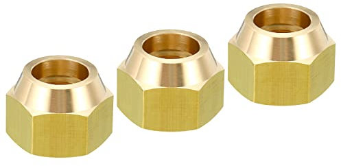 PATIKIL 5/8 SAE Rosca Latón Tapa Acampanada, 3 Paquete 45 Grado Abocinado Tubo Conexión Tuerca Hidráulica Tubería Conexión para Aire Acondicionado Agua Gas Línea, Brillante Superficie