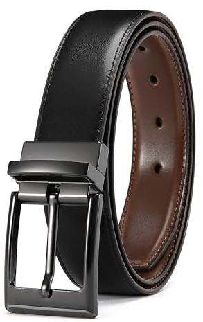 CHAOREN Gürtel Herren Leder 1 Stück, Ledergürtel Herren Reversibel Ein Braun Schwarz 32mm, Männer Wendegürtel Beidseitig für Anzug Business und Jeans