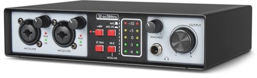 LOLPALONE 2 in 2 Out USB Audio Interface 32Bit/384KHZ Studio Teile Kit Aufnahme Soundkarte Aufnahme Professionelle Soundkarte 48V Phantom