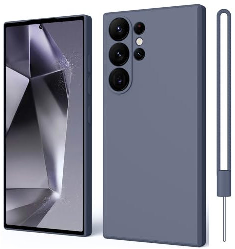 ORDA für Samsung Galaxy S24 Ultra Hülle Silikon Case, Handyhülle für Samsung S24 Ultra 5G Dünn Straight Edge, Kratzfeste Hülle Kompatibel mit Galaxy S24 Ultra Cover Blau Grau