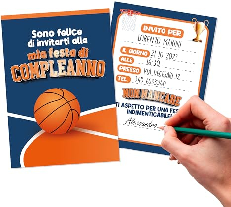 KEÏNELS 40 Stück originelle Einladungen zum Kindergeburtstag, Einladungskarten zum Basketball-Kindergeburtstag, originelles Geburtstagsparty-Set