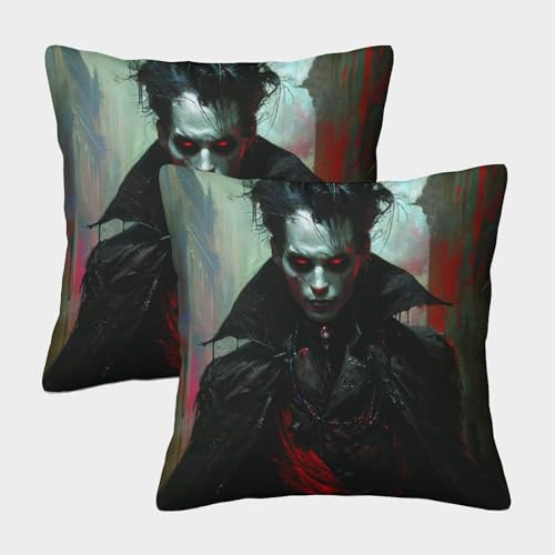 RONGLONG 3D-Gedruckter Vampirs Kissenbezüge Baron Kissenbezug Quadratisch Kuschelkissen Couchkissen 2 Stück Haus Jungen/Mädchen Wohnzimmer Schlafzimmer Sofa Stuhl 40x40cm