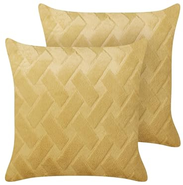 Set di 2 cuscini in tessuto di pelliccia sintetica gialla 45 x 45 cm