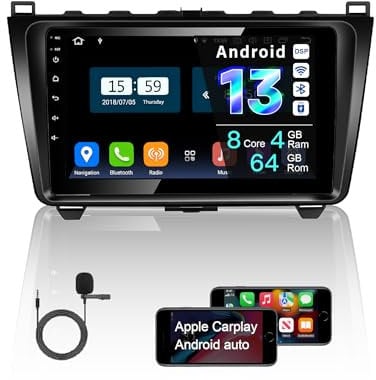 Amaseaudio Android 13 Car Radio 9inch for Mazda 6 (2009-2012),Octa core 4GB+64GB, Wireless Carplay Android Audo, DSP+, Support 4G Wifi Bluetooth5.0 GPS navigation