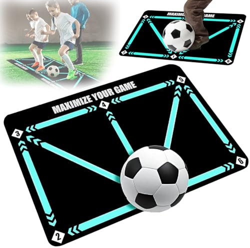 Cerkkapo Fußball Trainingsmatte,60 x 90cm Fußballmatte,Fußball Schritt Trainingsmatte,Stoßdämpfende Fussball Matte, Fussball Matte Ballkontrolle,Trainingsmatte Rutschfeste Fußball matte