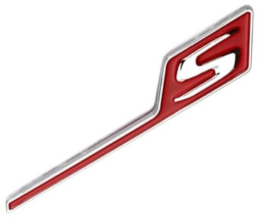 ALMVIS 3D-ABS-Kofferraum-S-Logo-Abzeichen-Aufkleber passend for Mercedes S-Emblem AMG A45 W176 CLA45 C117 C63 W205 E63 W212 GLA45 X156 GLC GLE 63 Auto-Logo-Aufkleber(Red Silver)