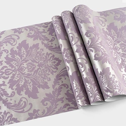 IGTOPS Vlies Tapete Blumen Tapete,Glanzoptik Luxuriös Modern Wandtapete 0,53X 9,5M Tapete mit Ornamenten barock für Schlafzimmer Wohnzimmer Hintergrund Wand