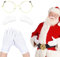 FUIPVGI 3 Stück Weihnachtsmann Kostüm Zubehör, Weihnachtsmann Kostüm Accessories, Weihnachtsmannbrille, Handschuhe, Augenbrauen, für Weihnachten Cosplay, Karneval Mottoparty (Weiß)