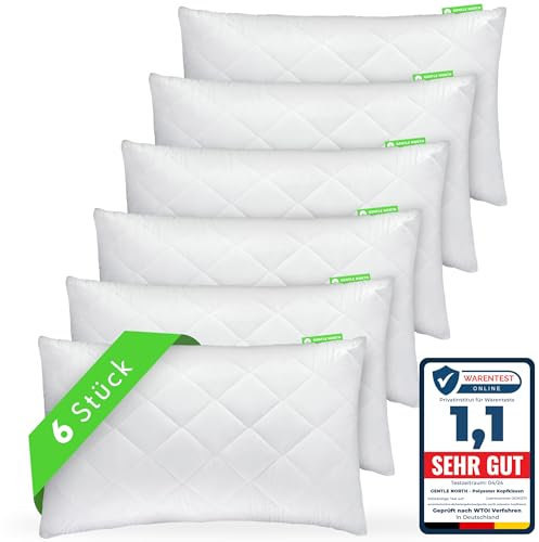 Gentle North Kopfkissen (40x60 cm groß) - 6er Set Kissen für Bett und als Dekokissen - Mit Reißverschluss für Füllung - Sofakissen - Zierkissen für Couch und Sofa - Ökotex - Waschbar bis 60° - Weiß