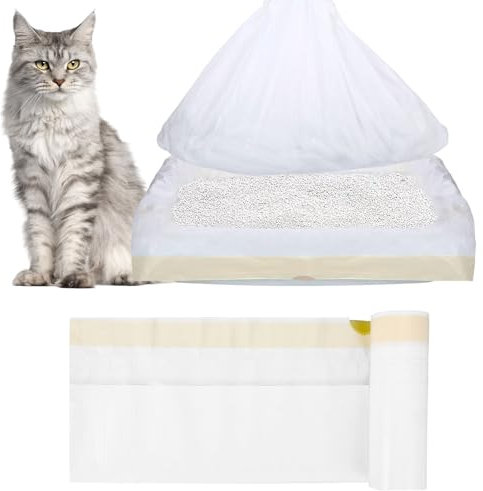 94 * 45 cm Katzenklo Beutel 20 Stück – XXL Reißfeste Katzenklo Tüten mit Zugband, Extra Starke Müllbeutel für Katzentoilette, Hygienische Einlagen für Katzenklo Mülleimer