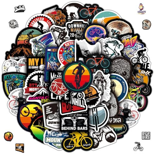 Adesivi impermeabili 2 x 50 pezzi, adesivi per mountain bike, set di adesivi per bicicletta, impermeabili, in vinile per laptop, casco, moto, skateboard, auto, set di adesivi divertenti