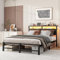 VERFARM King Size Bed Frame with Wood Storage Shelf Headboard and Charging Station/LED Lights, Heavy Duty Metal Platform Bed Frame King 5ft, No Box Spring Needed, Strong Steel Slats Support, Black