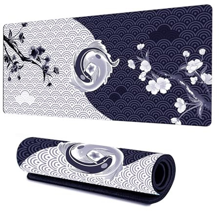 JENCVNL Gaming Mauspad XL, 800x300mm groß Mousepad Wasserdicht Anti Rutsch Tischunterlage Large Size für PC, MacBook, Laptop - verbessert Präzision und Geschwindigkeit (Schwarz 1)