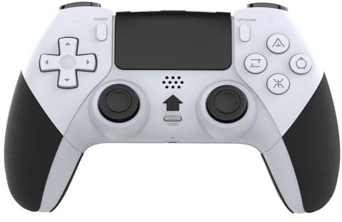 AARONMEI Wireless Gamepad Controller For PlayStation 4 With Motorized Vibration, 6-Axis Motion Sensing, Continuous Firing Function (White)