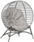 Outsunny Egg Chair with Soft Cushion, Outdoor Lounge Chair with Steel Frame and Side Pocket, Garden Leisure Seat for Indoor, Outdoor, Light Grey