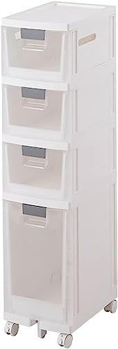 Schmaler Badezimmer-Bodenschrank mit Schubladen, hoher, schlanker Aufbewahrungswagen mit transparenten Behältern und Rollen, großes Fassungsvermögen, Toilettenpapier-Schneider für kleine Räume
