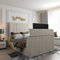 Urban Craft Plush Velvet Upholstered TV Bed with Remote-Controlled Lift Mechanism Luxury Flat Style and Functionality in 3 Size & 6 Colours, Accommodates TVs Up to 54INCH (Plush Cream, King)