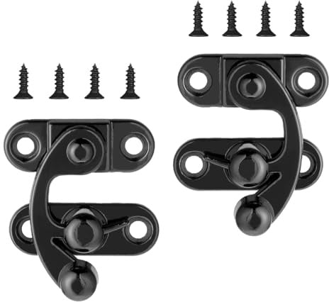 Piriuuo 2 Stück Hasp Retro Verschluss, 3,2x 2,8cm Kleine Haspenverschlüsse Antike mit 8 Schrauben Vorhängeschloss Latch Hook Schnell Verschluss Rechte Riegelhaken Haspe Riegel