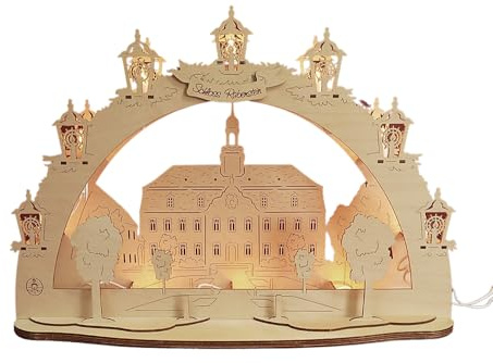 3D LED Schwibbogen Chemnitz Schloss Rabenstein - Holzkunst aus Sachsen - mit Netzkabel | Lichterbogen Weihnachten