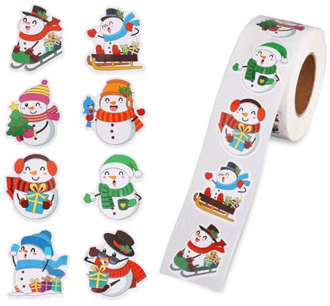 500stk Schneemann-Sticker, Niedliche Weihnachts-Sticker Rolle Winter Urlaubs-Siegel-Etiketten für Umschläge Geschenk-Anhänger Grußkarten Party-Dekorationen