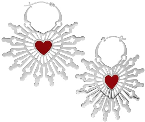 Wildcat Ohrringe - Sacred Heart Hoops Pair - Silber | Chirurgenstahl 316L - hautverträglich, langlebig, wasserfest