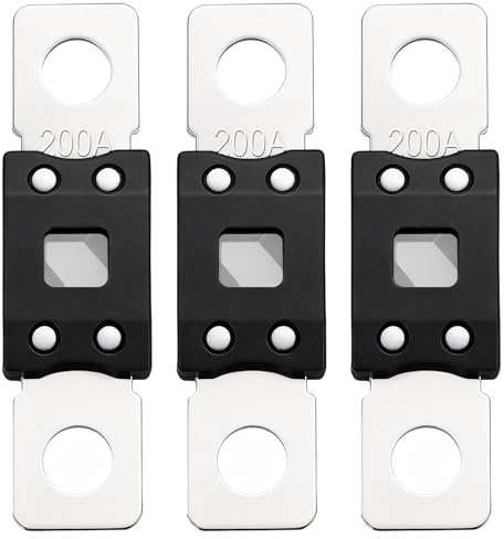 Weasch 32V 200A MEGA/AMG Fuse, High Current Bolt Mount Automotive | 200 Amp for Cars, Trucks, Construction Vehicles, Buses, Caravans Cars, Boats, 3 Pack, replacement MEGA AMG fuse