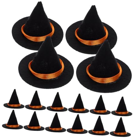 JUMPLAWN 20 Stück Teiliges Mini Filz Hexenhut Handgefertigt Kleine Zauberer Hüte für Halloween Deko DIY Bastelzubehör für Weinflaschen und Party Kompakt Vielseitig Einsetzbar für Kreative