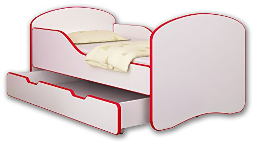 Jugendbett Kinderbett mit einer Schublade und Matratze Weiß ACMA I 140 160 180 (160x80 cm + drawer, Rot)