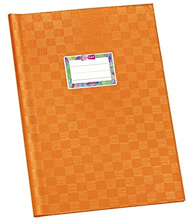 VELOFLEX 1342130 - Schulhefthülle, Hefthülle, Heftschoner, DIN A4, gedeckte PP-Folie, Bastnarbung, orange, 25 Stück