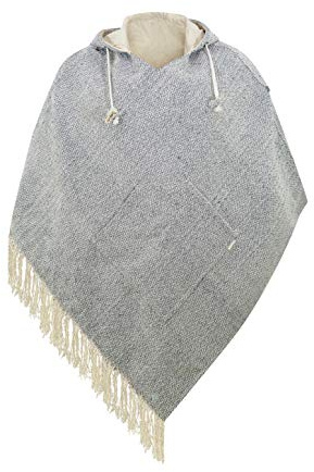 virblatt - Poncho Herren | Hanf & Baumwolle | Wendefunktion | Poncho Winter Nepal Jacke Jerga Hoodie Stoff Poncho
