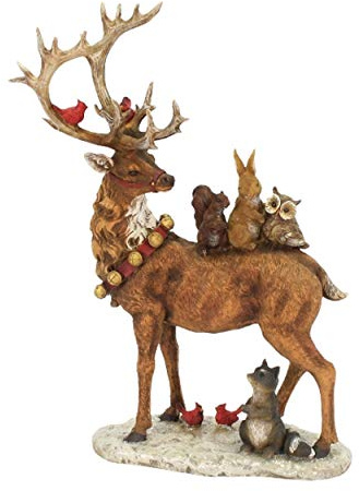 Nostalgie Hirsch mit Tieren 43cm Büste Figur Skulptur Deko Weihnachten Country Home Landhaus Herbst Jagd