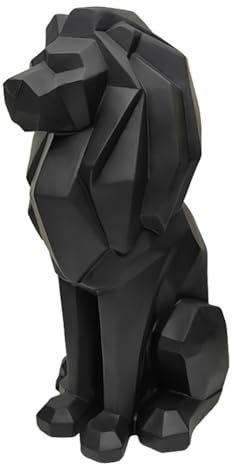 Simpls LöWenstatue, LöWendekoration - Geschenke für MäNner, Geometrische, Stilvolle Skulptur, LöWenfigur, Dekoration für Wohnzimmer, BüRo, Schwarz