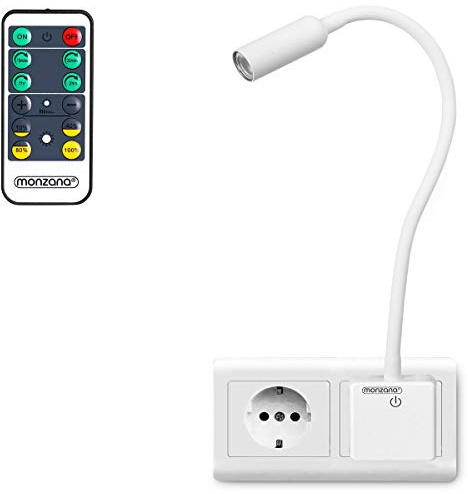 Monzana® LED Steckerlampe 46,5cm Steckdosenlampe Steckerleuchte 5000K Touchschalter dimmbar Schreibtischlampe Fernbedienung