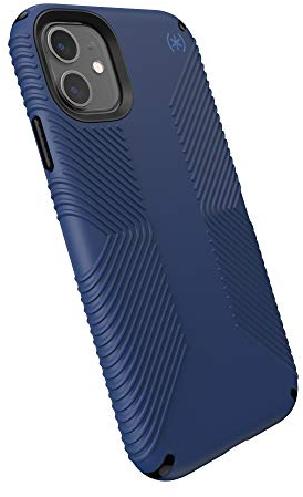 Speck Schutzhülle für iPhone 11 – Fallschutz, stoßdämpfend, Robustes, schlankes Design mit zusätzlichem Griff und weicher Beschichtung – Küstenblau, Schwarz, Sturmblau Presido2
