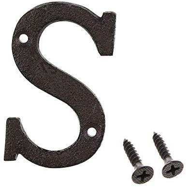 Iron House Address Numbers and Letters, 3 Inch Vintage Cast Iron Home Number Solid Metal Gate Mailbox Number, Matching Screws Included, Letter S