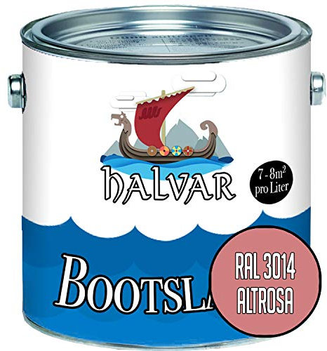 Halvar 2-K GLÄNZEND Yachtlack Rot RAL 3000-3031 Bootslack für GFK/Polyester/Kunststoff 2-Komponenten Lack inkl. Härter (2,5 L, RAL 3014 Altrosa)