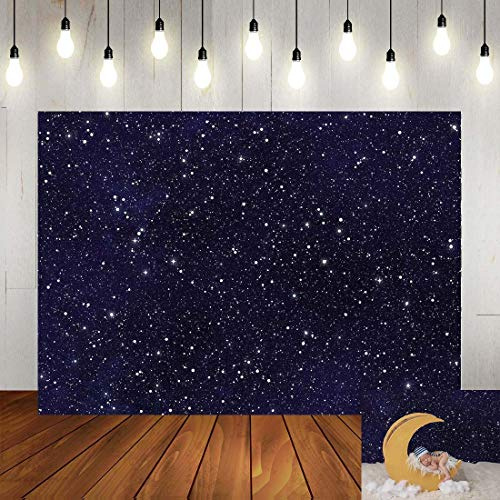 Nachthimmel Sterne Hintergrund Universum Weltraumthema Sternen-Fotografie Galaxy Kinder Junge 1. Geburtstag Party Fotohintergrund Neugeborene Babyparty Banner Fotostudio Booth 2,1 x 1,5 m Vinyl