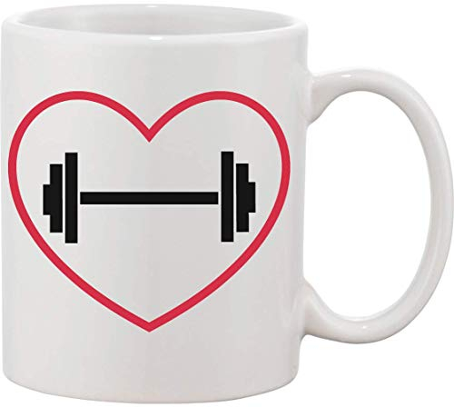 I Love Gym Heart Dumbbell Ceramic Mug bnft