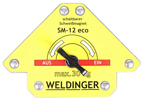 WELDINGER SM-12 eco schaltbarer Winkelmagnet Schweißmagnet 45° 90 ° Haltekraft bis 30 kg (Abmessungen 166x112x21 mm)