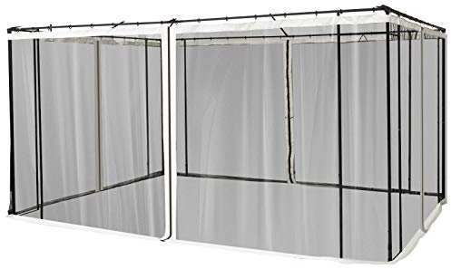 Outsunny Moustiquaires pour tonnelle Barnum pavillon de Jardin 3 x 4 m - Lot de 4 moustiquaires zippées + Crochets d'attaches - Polyester Nylon